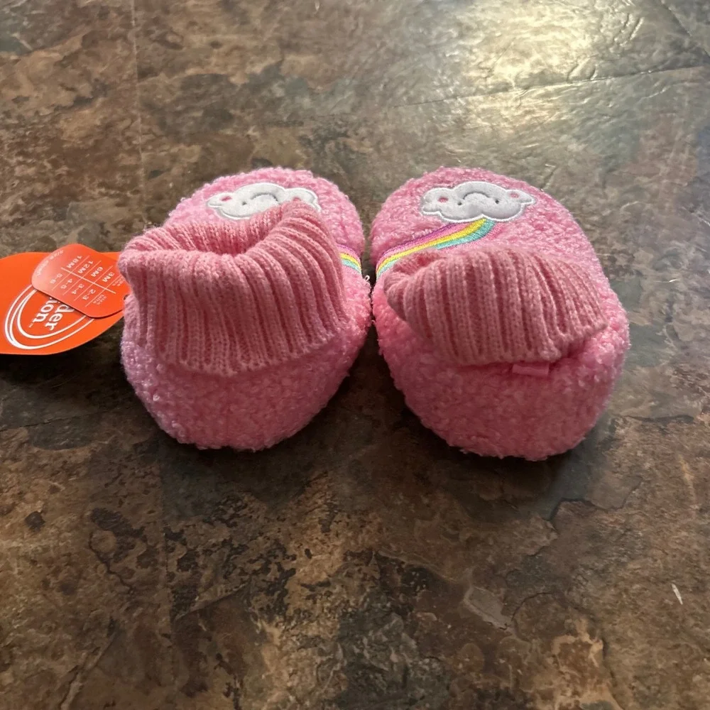 Wonder Nation Booties Slippers Girls Size 3 Pink Rainbow Bootie Shoes 3-6 Months